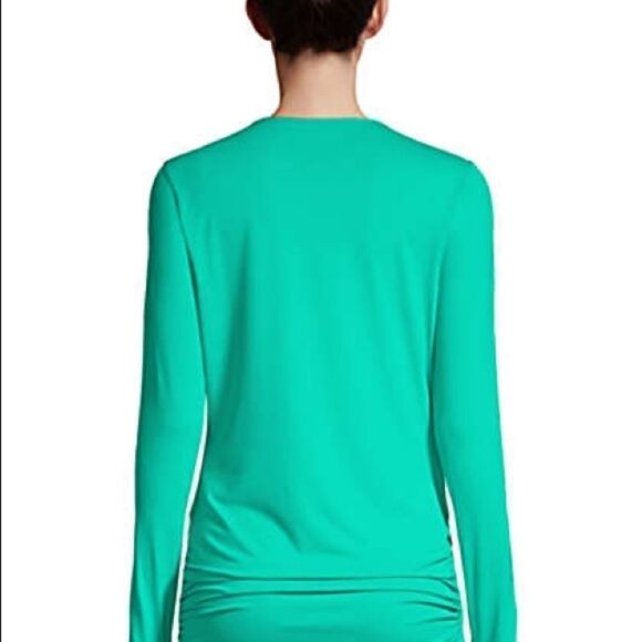 Land’s End Plus Regular Sizes Coverup Ruched Rashguard tunic Green Various - Picture 11 of 16